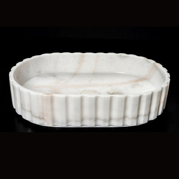 LAVABO MOON WHITE in marmo bianco 55x35x12cm - CIPÍ stile luxury per bagni eleganti