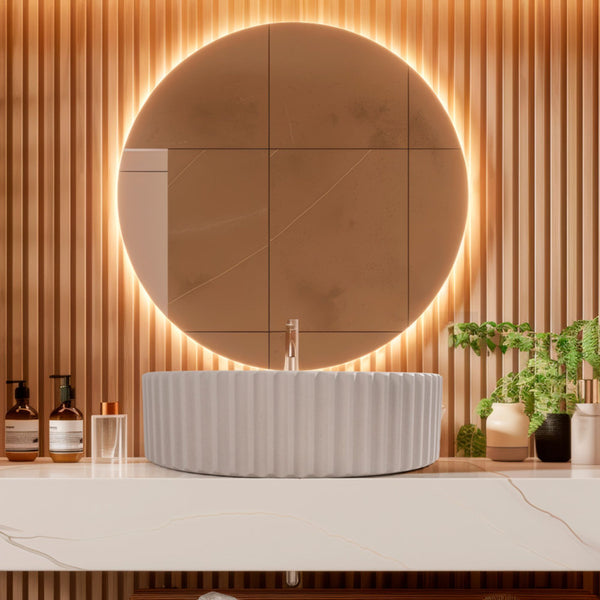 LAVABO OYSTER in cemento impermeabilizzato 40Ø - CIPÍ lavandino moderno e vellutato, con piletta click clack inclusa