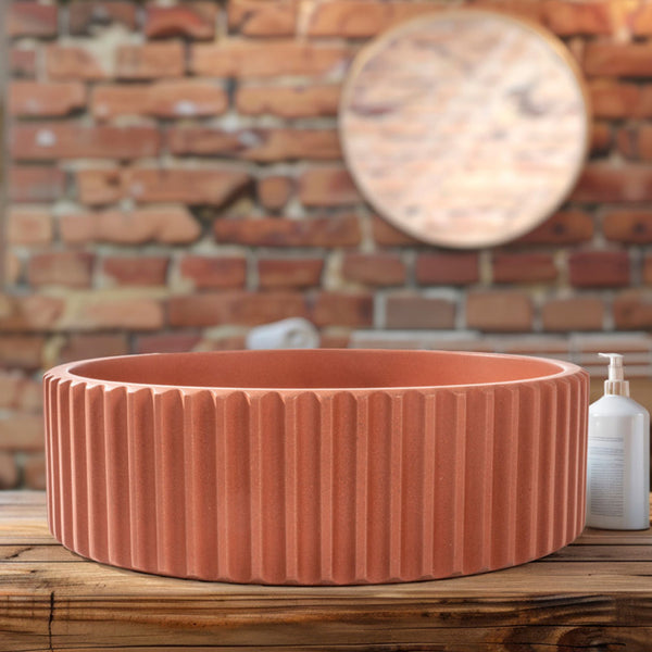LAVABO OYSTER in cemento impermeabilizzato 40Ø - CIPÍ lavandino moderno e vellutato, con piletta click clack inclusa