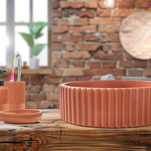 LAVABO OYSTER in cemento impermeabilizzato 40Ø - CIPÍ lavandino moderno e vellutato, con piletta click clack inclusa