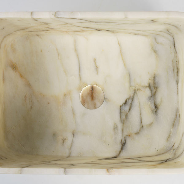 LAVABO PICASSO in marmo naturale 45,5x32,5x13cm- CIPÍ lavandino da appoggio con venature artistiche uniche