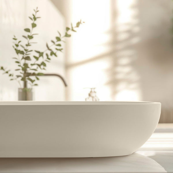 LAVABO POOL lavantino a vasca in Istone - CIPÍ bianco 58x38cm ideale per bagni moderni ed eleganti