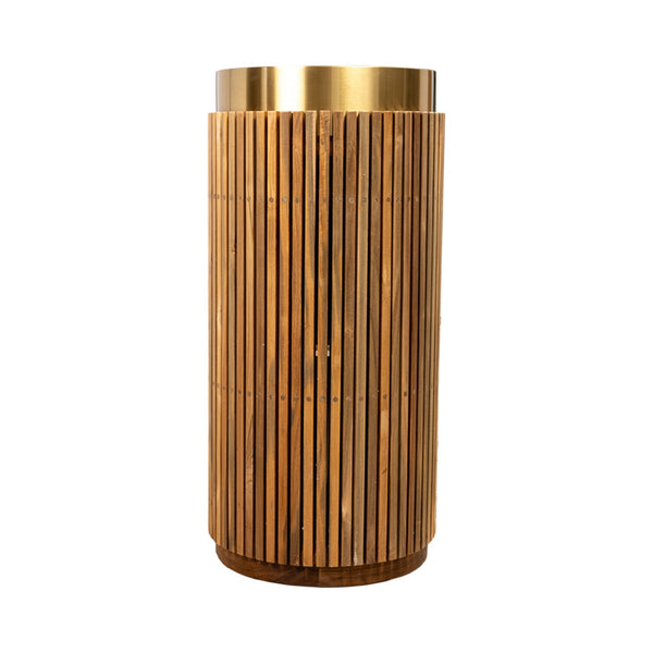 LAVABO SHIELD ROUND FREESTANDING in teak naturale - CIPÍ lavandino foyer moderno in acciaio INOX
