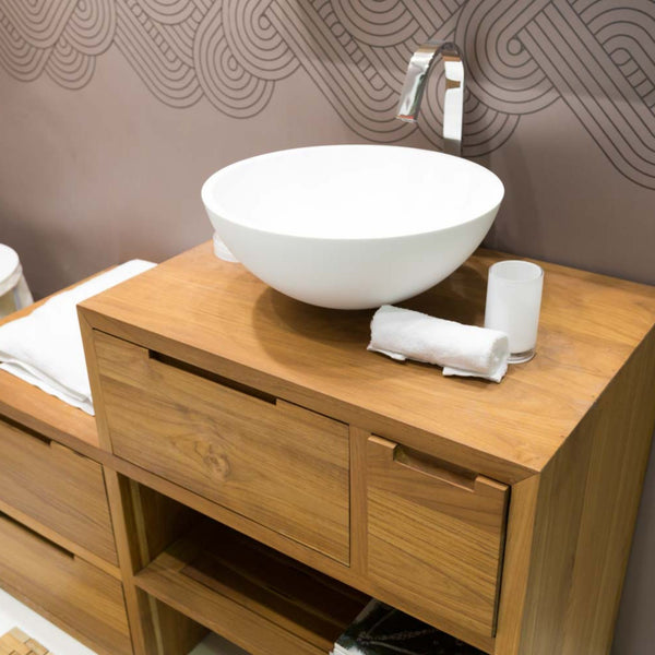 LAVABO SPOT lavantino da appoggio in Betacryl bianco - CIPÍ 39.5x39.5cm lavandino a ciotola moderno con bordi sottili