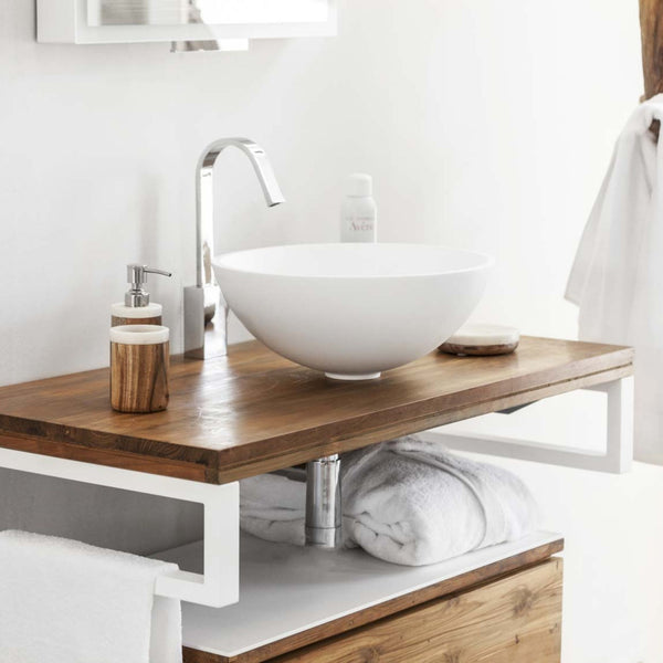 LAVABO SPOT lavantino da appoggio in Betacryl bianco - CIPÍ 39.5x39.5cm lavandino a ciotola moderno con bordi sottili