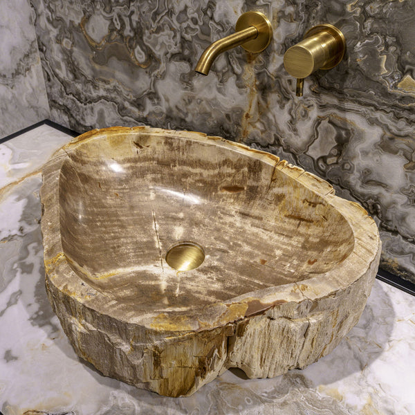 LAVABO STONE TREE da appoggio - CIPÍ lavandino ricavato da una sezione di albero pietrificato