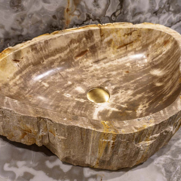 LAVABO STONE TREE da appoggio - CIPÍ lavandino ricavato da una sezione di albero pietrificato