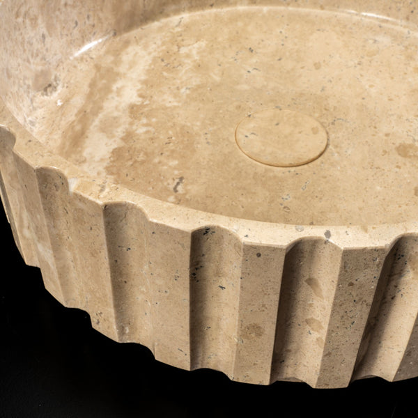 LAVABO TRAVERTINO in marmo naturale 45,5x32,5x13cm - CIPÍ lavandino da appoggio con venature artistiche uniche