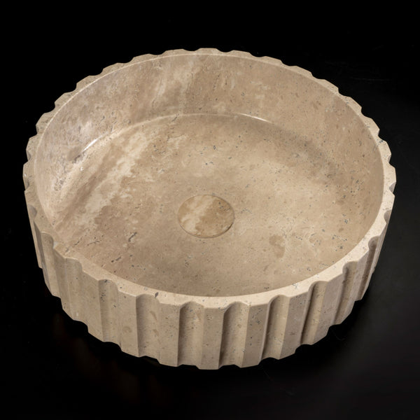 LAVABO TRAVERTINO in marmo naturale 45,5x32,5x13cm - CIPÍ lavandino da appoggio con venature artistiche uniche