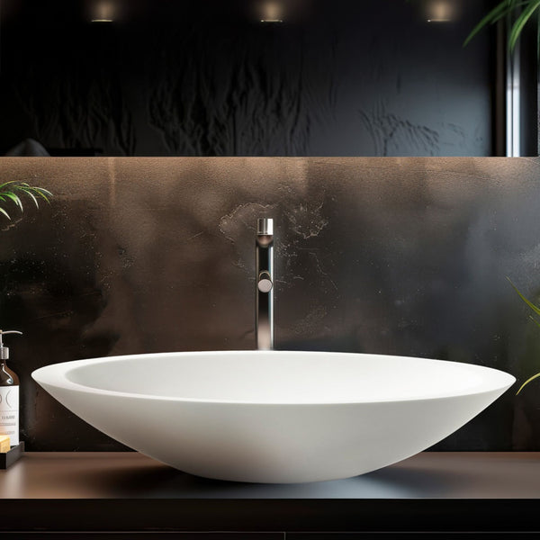 LAVABO ELLISSE lavantino Istone Solid Surface HQ - CIPÍ bianco opaco 60x35cm design moderno per bagno elegante