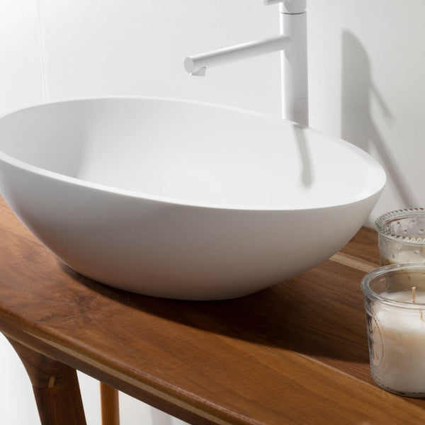 LAVABO UOVO lavantino Istone Solid Surface HQ - CIPÍ bianco opaco 60x35cm design moderno per bagno elegante