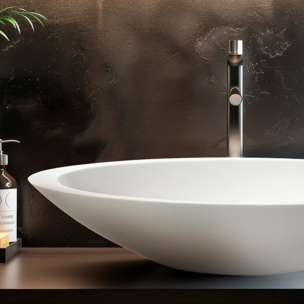 LAVABO ELLISSE lavantino Istone Solid Surface HQ - CIPÍ bianco opaco 60x35cm design moderno per bagno elegante