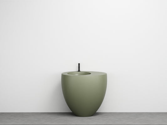 # LAVABO FREESTANDING LE GIARE - CIELO Realizzato in ceramica di alta qualità per un bagno  sinuoso e austero