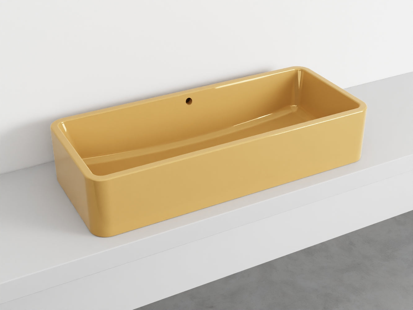 # LAVABO RETTANGOLARE da APPOGGIO 100x20H SHUI COMFORT - CIELO lavandino da appoggio in ceramica per bagno