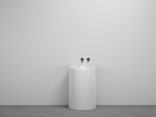 # LAVABO FREESTANDING TONDO da 53cm ITACA- CIELO eleganza minimale con scarico a terra