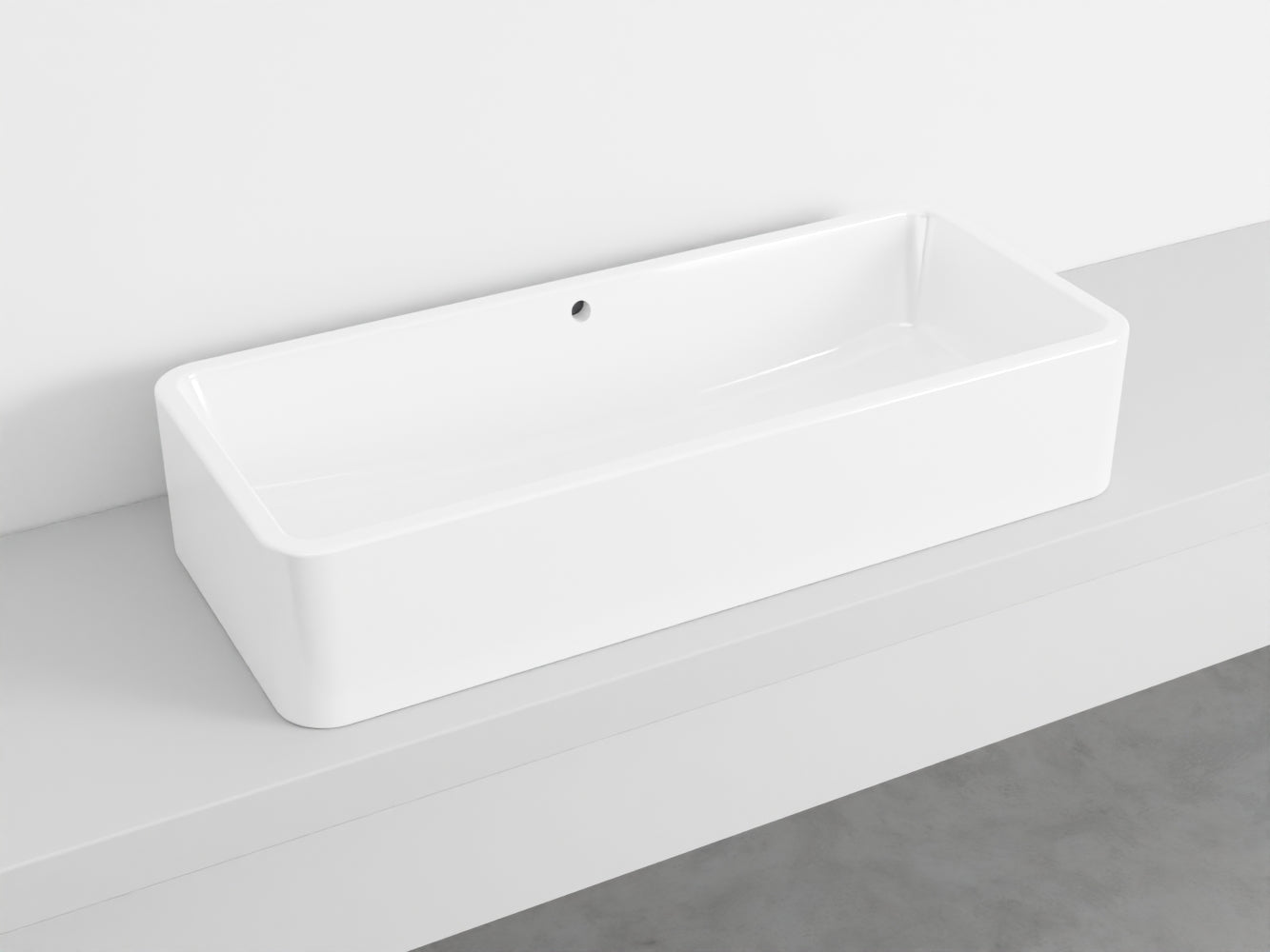 # LAVABO RETTANGOLARE da APPOGGIO 100x20H SHUI COMFORT - CIELO lavandino da appoggio in ceramica per bagno