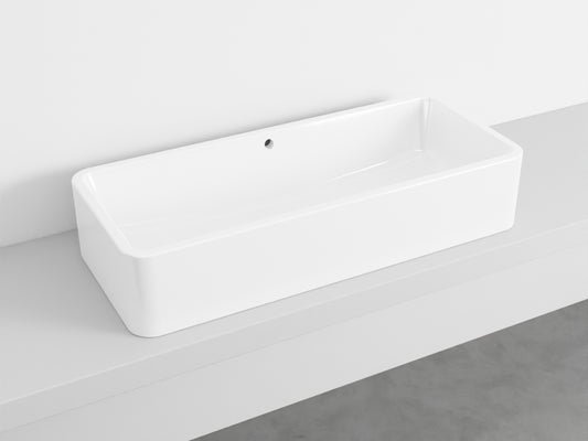 # LAVABO RETTANGOLARE da APPOGGIO 100x20H SHUI COMFORT - CIELO lavandino da appoggio in ceramica per bagno