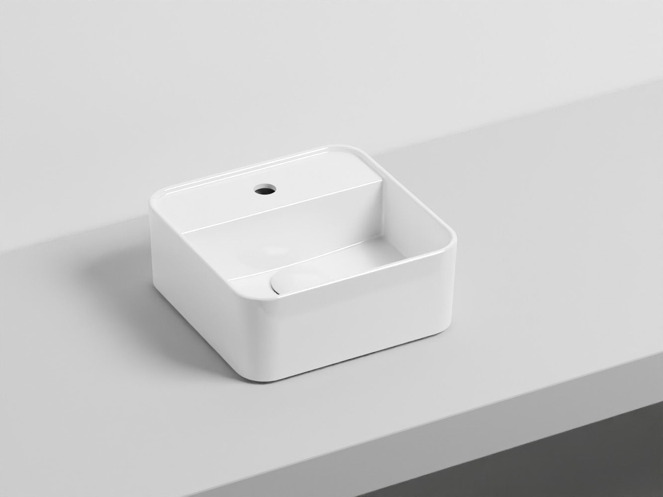 # LAVABO LES PETITES QUADRATO MONOFORO 28 - CIELO lavandino bagno da appoggio compatto