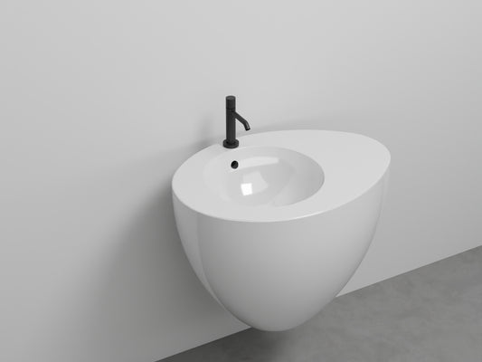 # LAVABO SOSPESO CON TROPPOPIENO LE GIARE 70Cm - CIELO sanitari per bagno in ceramica di alta qualità Made in Italy