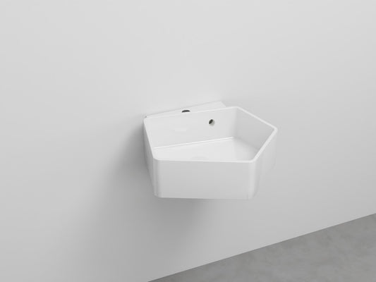 # LAVABO SOSPESO KANTO con TROPPOPIENO da 50cm - CIELO in ceramica compatto ed elegante per bagni moderni Made in Italy