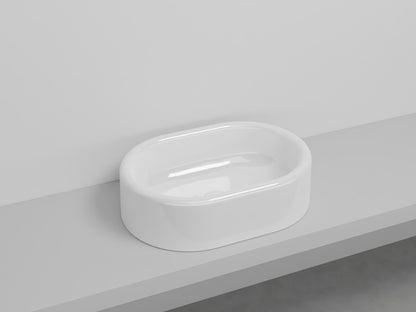 # LAVABO OVALE DA APPOGGIO ITACA - CIELO in ceramica con finiture pregiate e stile moderno