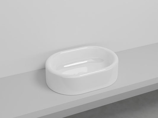 # LAVABO OVALE DA APPOGGIO ITACA - CIELO in ceramica con finiture pregiate e stile moderno