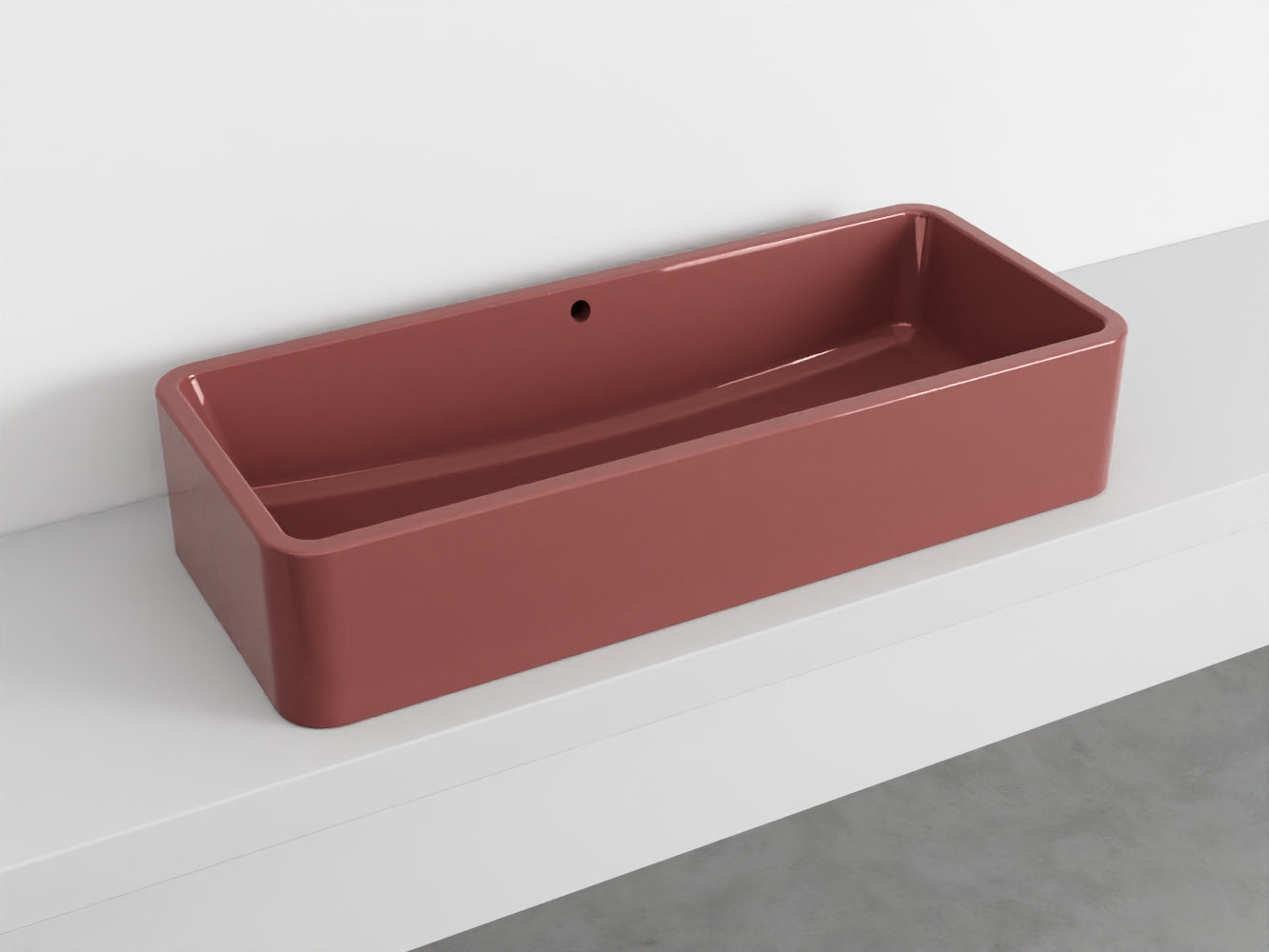 # LAVABO RETTANGOLARE da APPOGGIO 100x20H SHUI COMFORT - CIELO lavandino da appoggio in ceramica per bagno