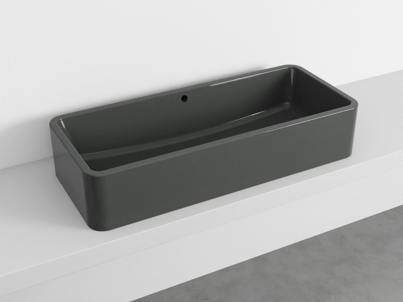 # LAVABO RETTANGOLARE da APPOGGIO 100x20H SHUI COMFORT - CIELO lavandino da appoggio in ceramica per bagno