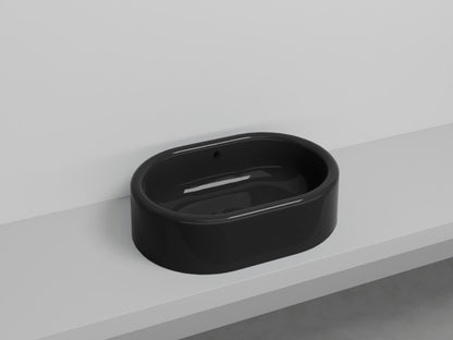 # LAVABO OVALE DA APPOGGIO ITACA con TROPPOPIENO - CIELO in ceramica con finiture pregiate e stile moderno