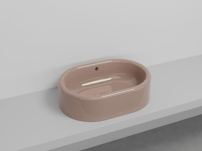 # LAVABO OVALE DA APPOGGIO ITACA con TROPPOPIENO - CIELO in ceramica con finiture pregiate e stile moderno