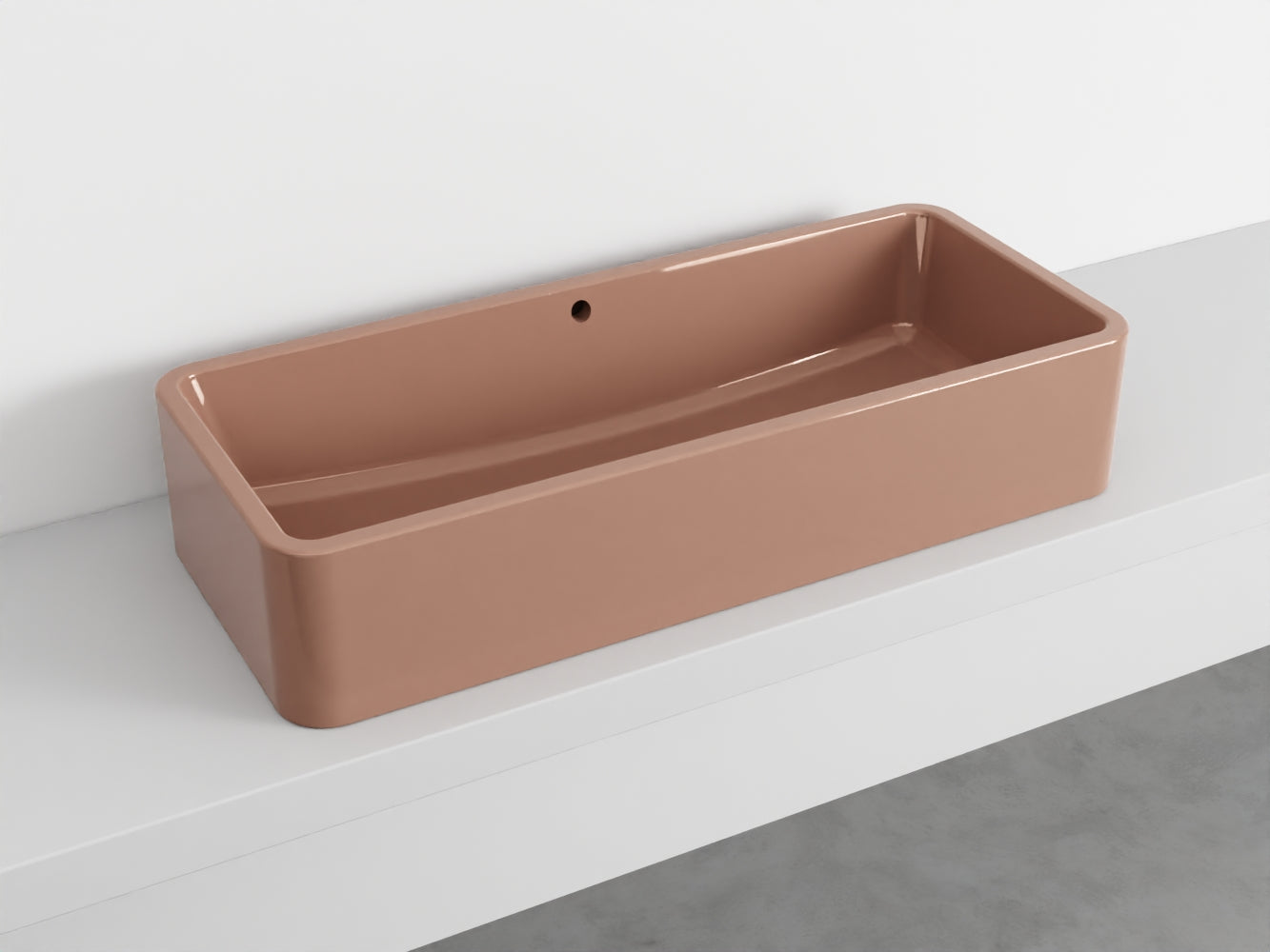 # LAVABO RETTANGOLARE da APPOGGIO 100x20H SHUI COMFORT - CIELO lavandino da appoggio in ceramica per bagno