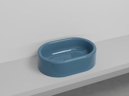 # LAVABO OVALE DA APPOGGIO ITACA - CIELO in ceramica con finiture pregiate e stile moderno