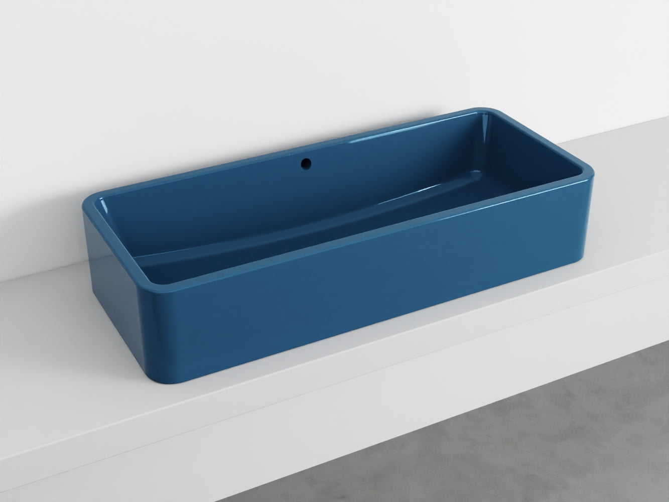# LAVABO RETTANGOLARE da APPOGGIO 100x20H SHUI COMFORT - CIELO lavandino da appoggio in ceramica per bagno