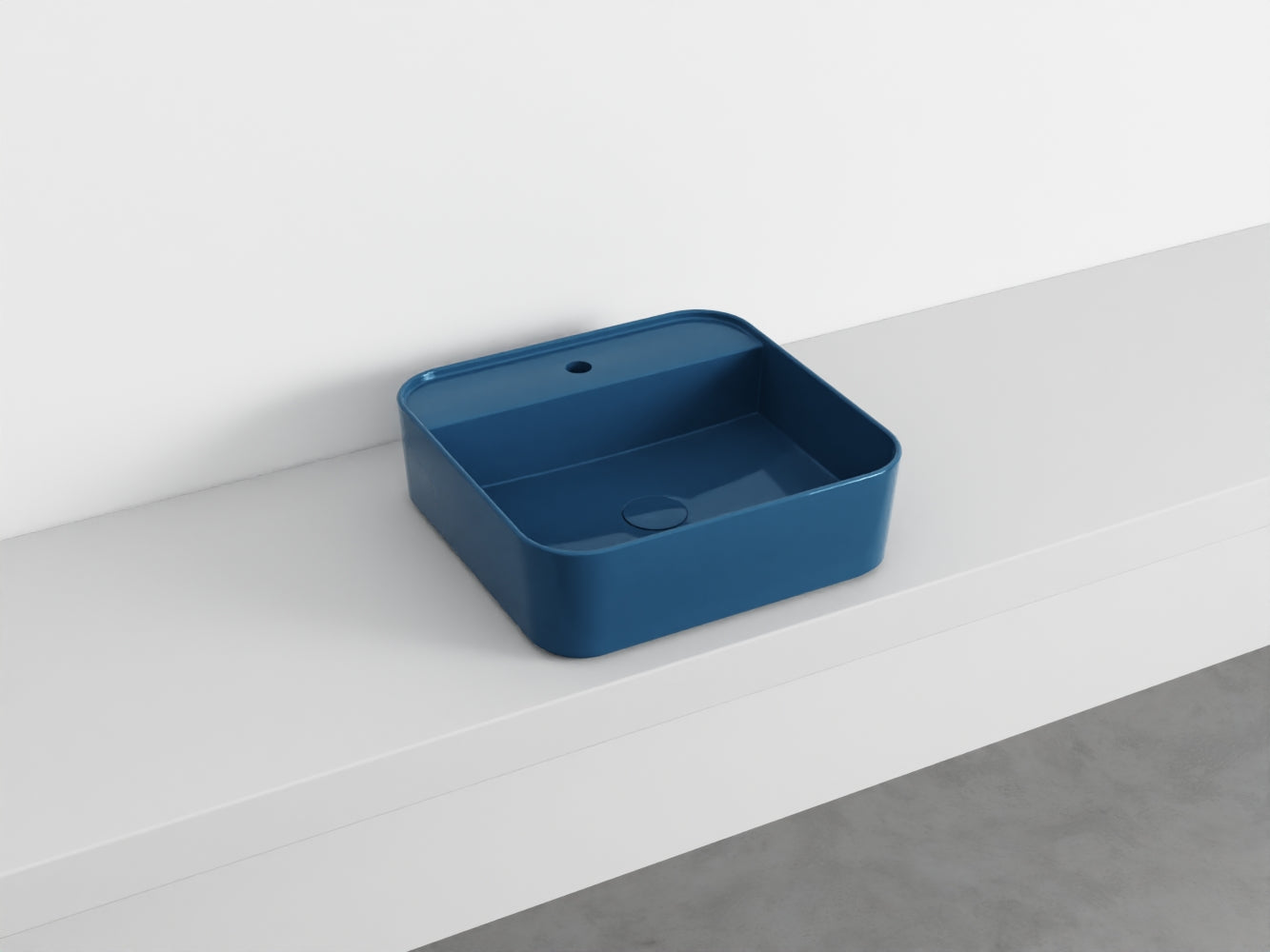 # LAVABO QUADRATO da APPOGGIO MONOFORO SHUI COMFORT- CIELO lavandino in ceramica per bagno