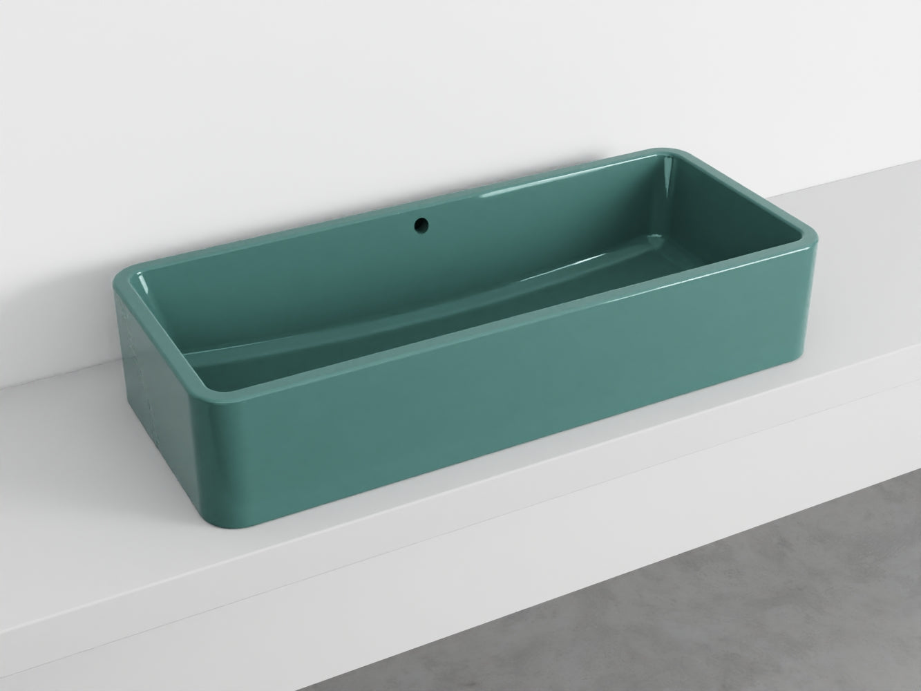 # LAVABO RETTANGOLARE da APPOGGIO 100x20H SHUI COMFORT - CIELO lavandino da appoggio in ceramica per bagno