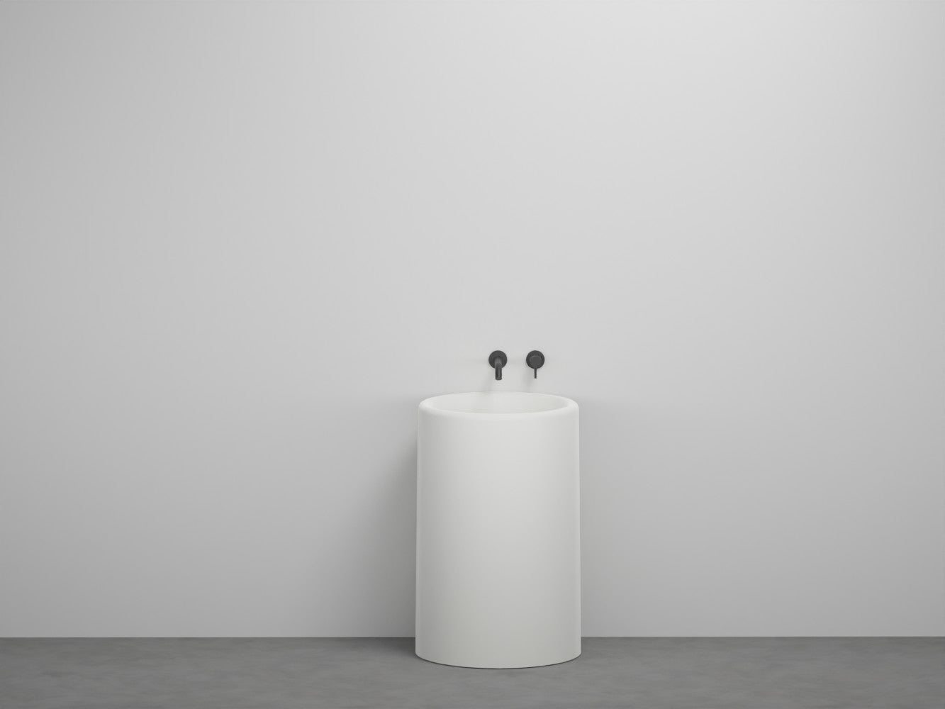 # LAVABO FREESTANDING TONDO da 53cm ITACA- CIELO eleganza minimale con scarico a parete