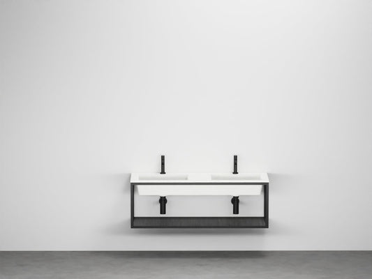 # LAVABO DOPPIO SOSPESO ERA con STRUTTURA 120Cm - CIELO in ceramica perfetta per bagni contemporanei condivisi o spazi ampi