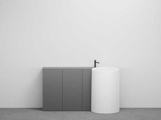 # LAVABO FREESTANDING CON MOBILE A TERRA SINISTRO 128Cm ITACA - CIELO scarico a parete