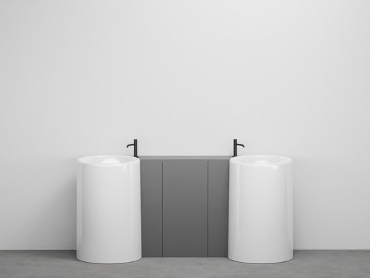 # LAVABO FREESTANDING CON MOBILE A TERRA CENTRALE ITACA - CIELO Scarico a terra
