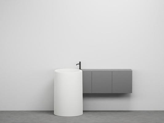 # LAVABO FREESTANDING CON MOBILE SOSPESO DESTRO 128Cm ITACA - CIELO Scarico a terra