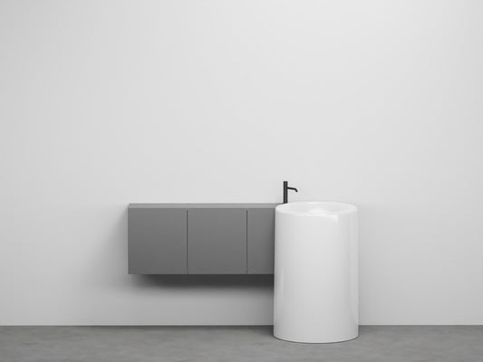 # LAVABO FREESTANDING CON MOBILE SOSPESO SINISTRO 128Cm ITACA - CIELO Scarico a terra