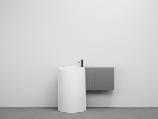# LAVABO FREESTANDING CON MOBILE SOSPESO DESTRO 90Cm ITACA - CIELO Scarico a terra