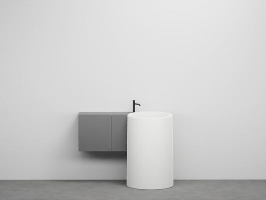 # LAVABO FREESTANDING CON MOBILE SOSPESO SINISTRO 90Cm ITACA - CIELO Scarico a terra