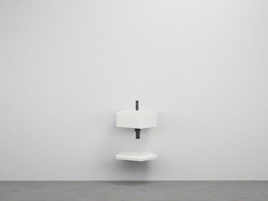 # LAVABO CON MENSOLA KANTO IN CERAMICA con TROPPOPIENO da 50cm - CIELO a parete, elegante per bagni di design Made in Italy