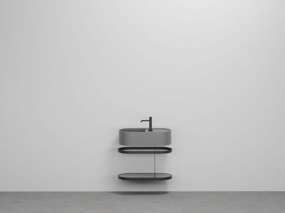 # LAVABO LES PETITES OVALE 60 CON STRUTTURA E PIANO - CIELO lavandino sospeso per bagno in ceramica