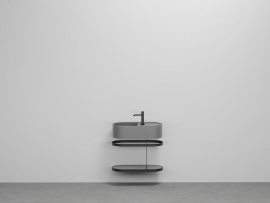 # LAVABO LES PETITES OVALE 60 CON STRUTTURA E PIANO - CIELO lavandino sospeso per bagno in ceramica