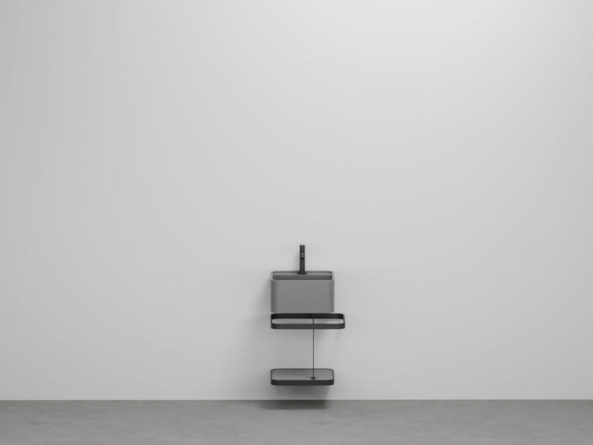 # LAVABO LES PETITES QUADRATO CON STRUTTURA E PIANO - CIELO ideale per ambienti di dimensioni contenute