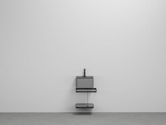 # LAVABO LES PETITES QUADRATO CON STRUTTURA E PIANO - CIELO ideale per ambienti di dimensioni contenute