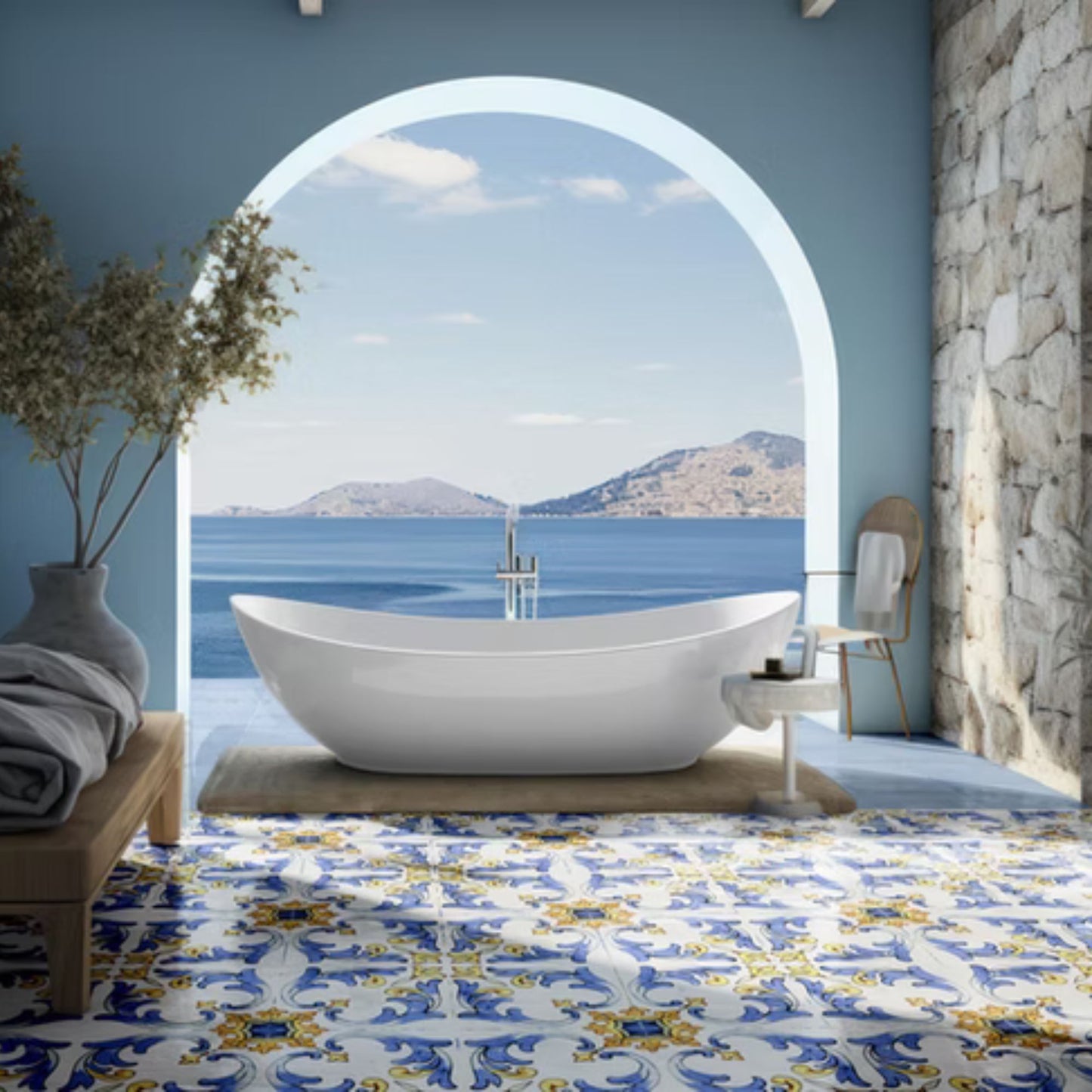 MAIOLICHE DEL GOLFO SAVOIA ITALIA Piastrelle in gres porcellanato decorato effetto maiolica napoletana per pavimenti e rivestimenti d’interni ed esterni