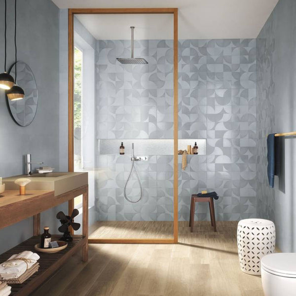 # MAT&MORE - FAP CERAMICHE lavorazioni lucide su fondi matt creano effetti geometrici in rilievo